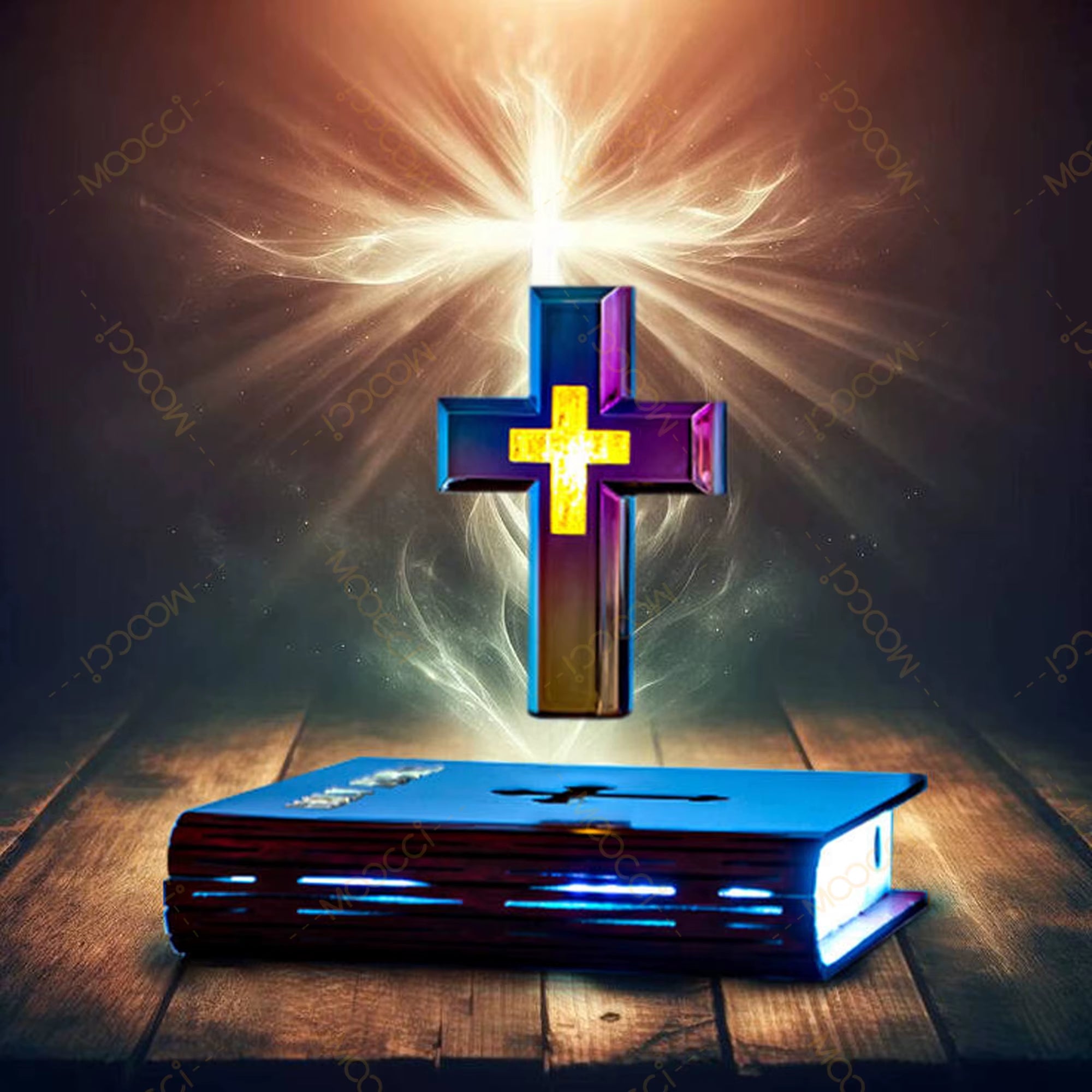 Original Manufacturer'S Religious Gifts RGB Changing Color Magnetic Levitating Floating Cross for Home Easter Holiday Supplies