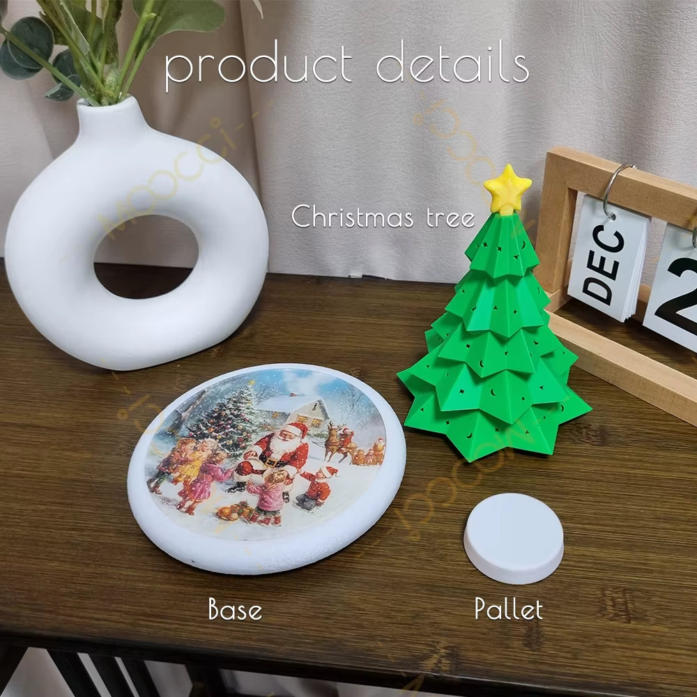 Holiday Decorative Mini Xmas Tree Tabletop Night Light LED Ambient Lamp Magnetic Levitation Floating Christmas Tree for Gift