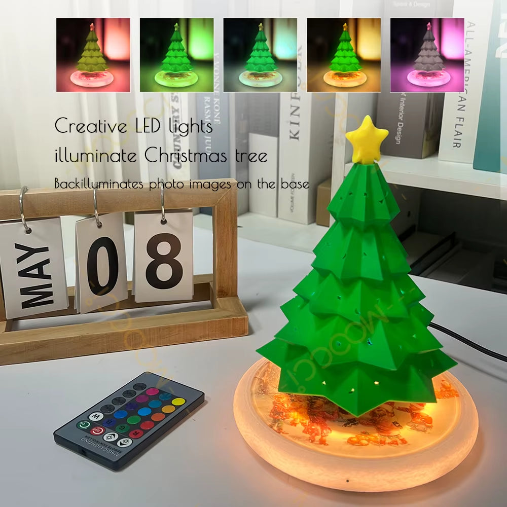 Holiday Decorative Mini Xmas Tree Tabletop Night Light LED Ambient Lamp Magnetic Levitation Floating Christmas Tree for Gift