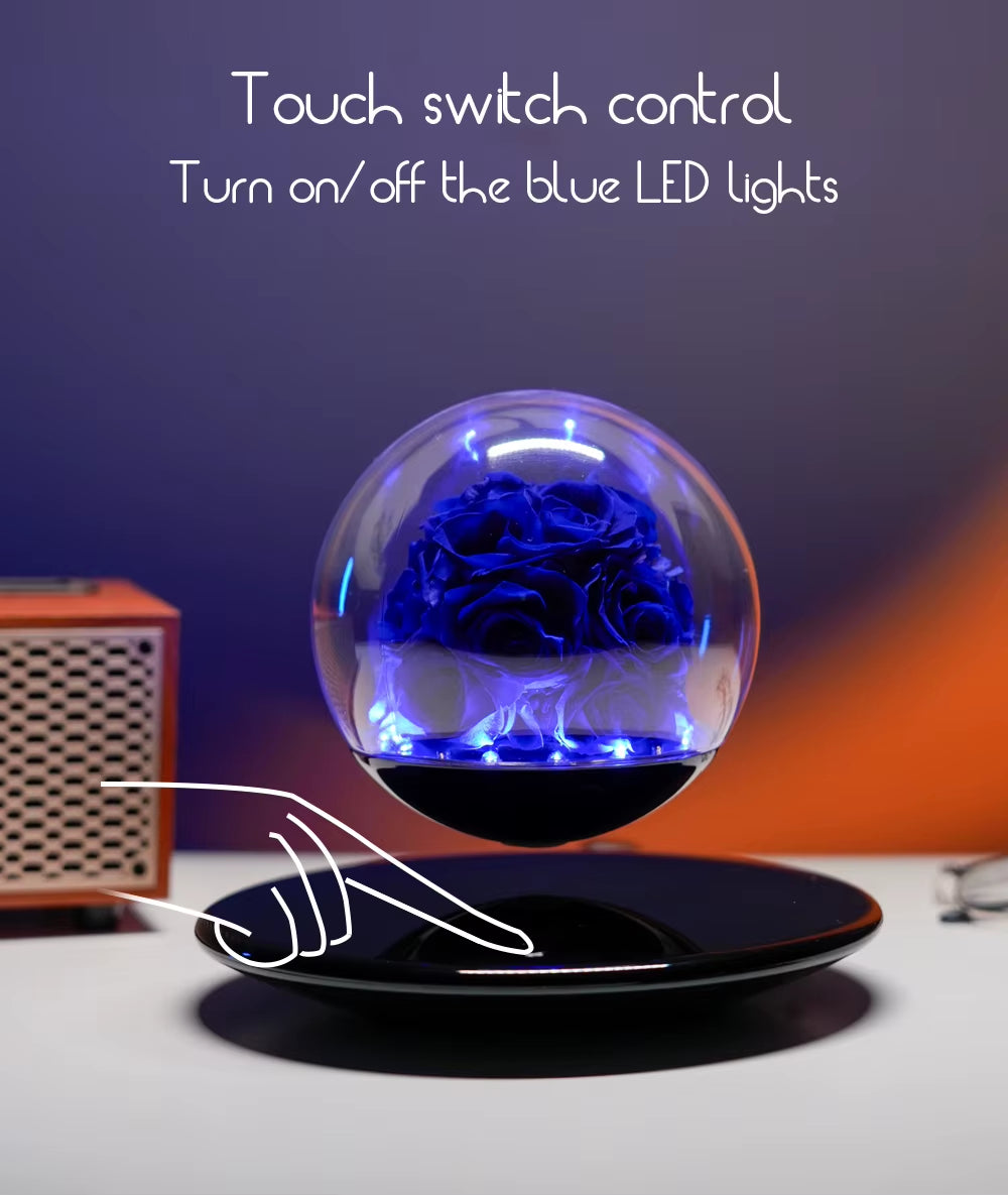 Room Decoration Couples Valentine Gift Magnetic Levitation Floating LED Night Light Forever Eternal Preserved Rose for Birthday