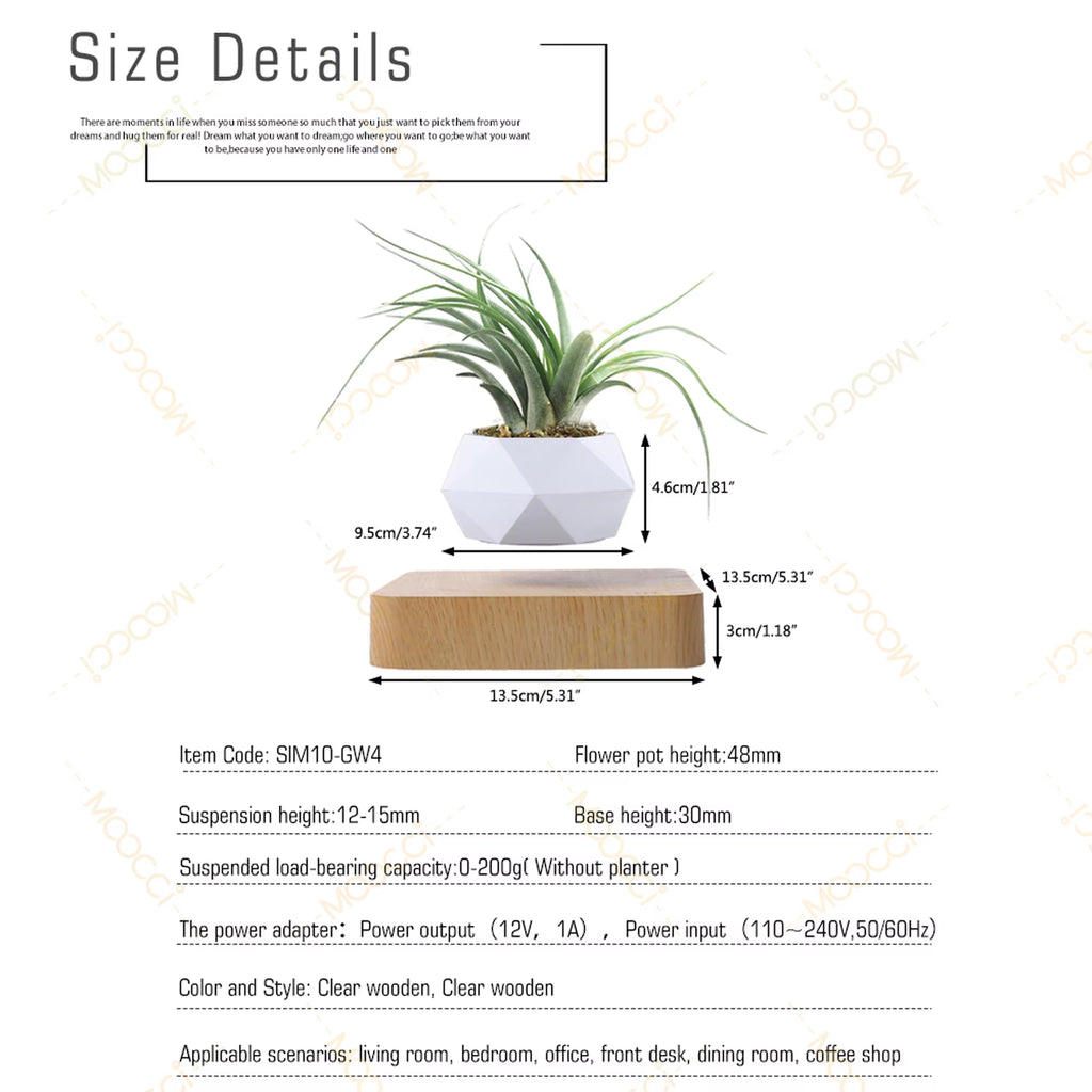 High-Class Commercial Creative Artificial Magnetic Levitation Bonsai Floating Indoor Home Office Decoration Air Plant Pot