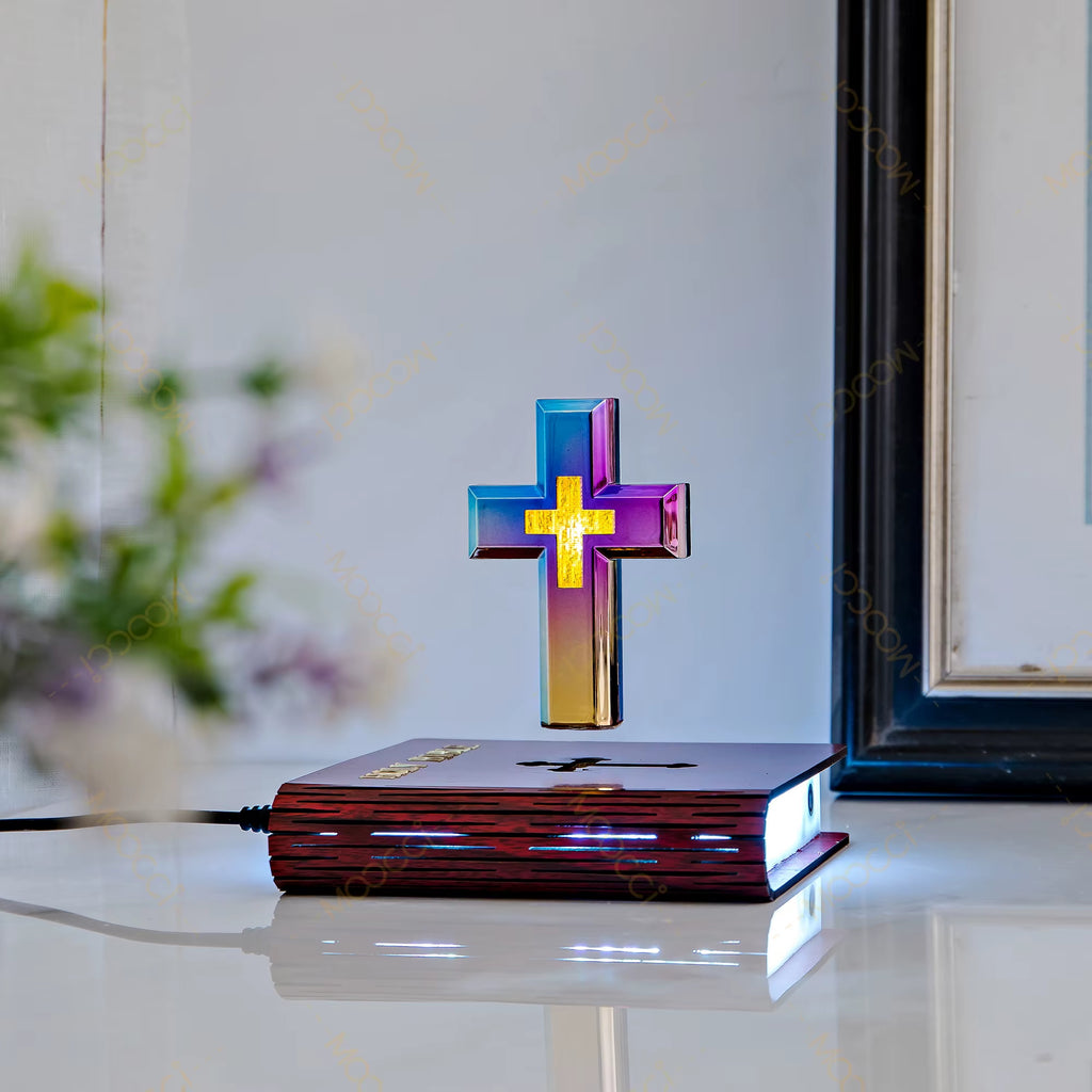 Original Manufacturer'S Religious Gifts RGB Changing Color Magnetic Levitating Floating Cross for Home Easter Holiday Supplies