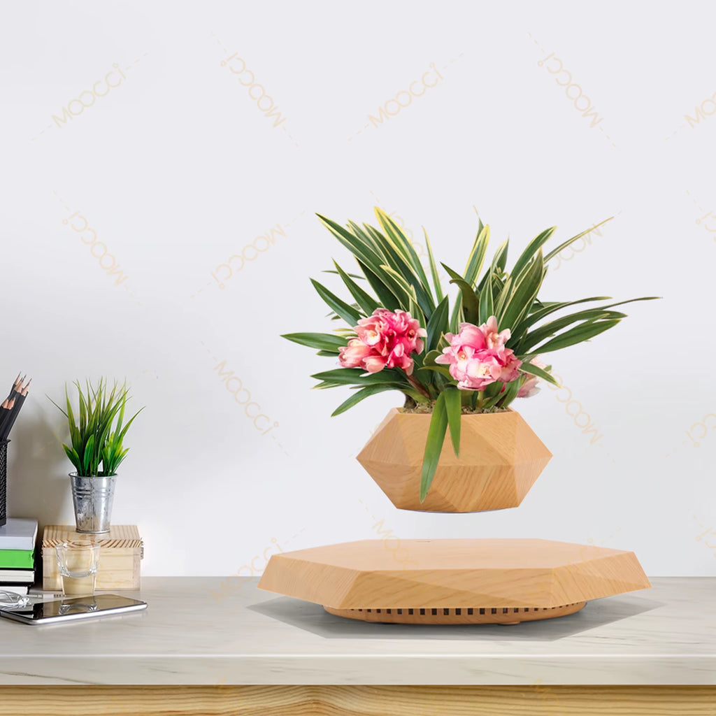 Modern Simple Indoor Decor Rotation Magnetic Levitation Floating Flower Pot Best Gift Lovers Wedding Anniversary Smart Planters