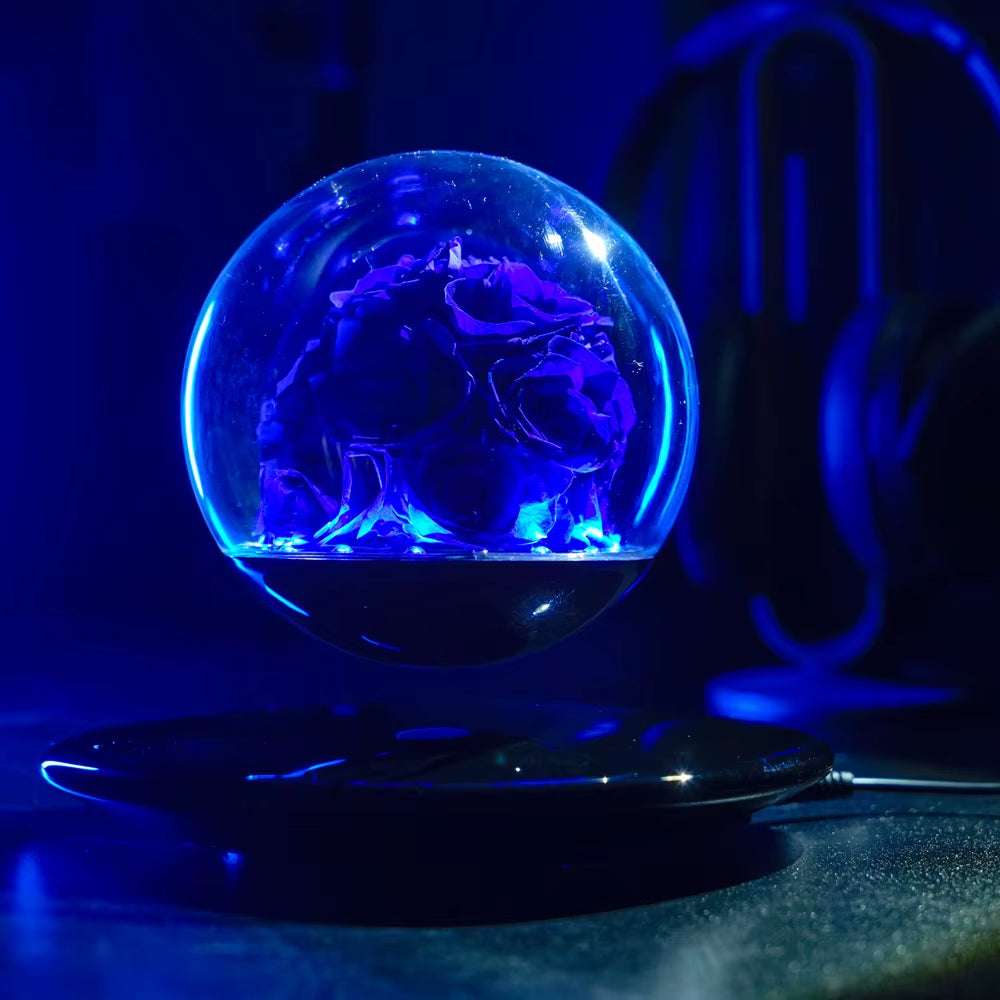Room Decoration Couples Valentine Gift Magnetic Levitation Floating LED Night Light Forever Eternal Preserved Rose for Birthday