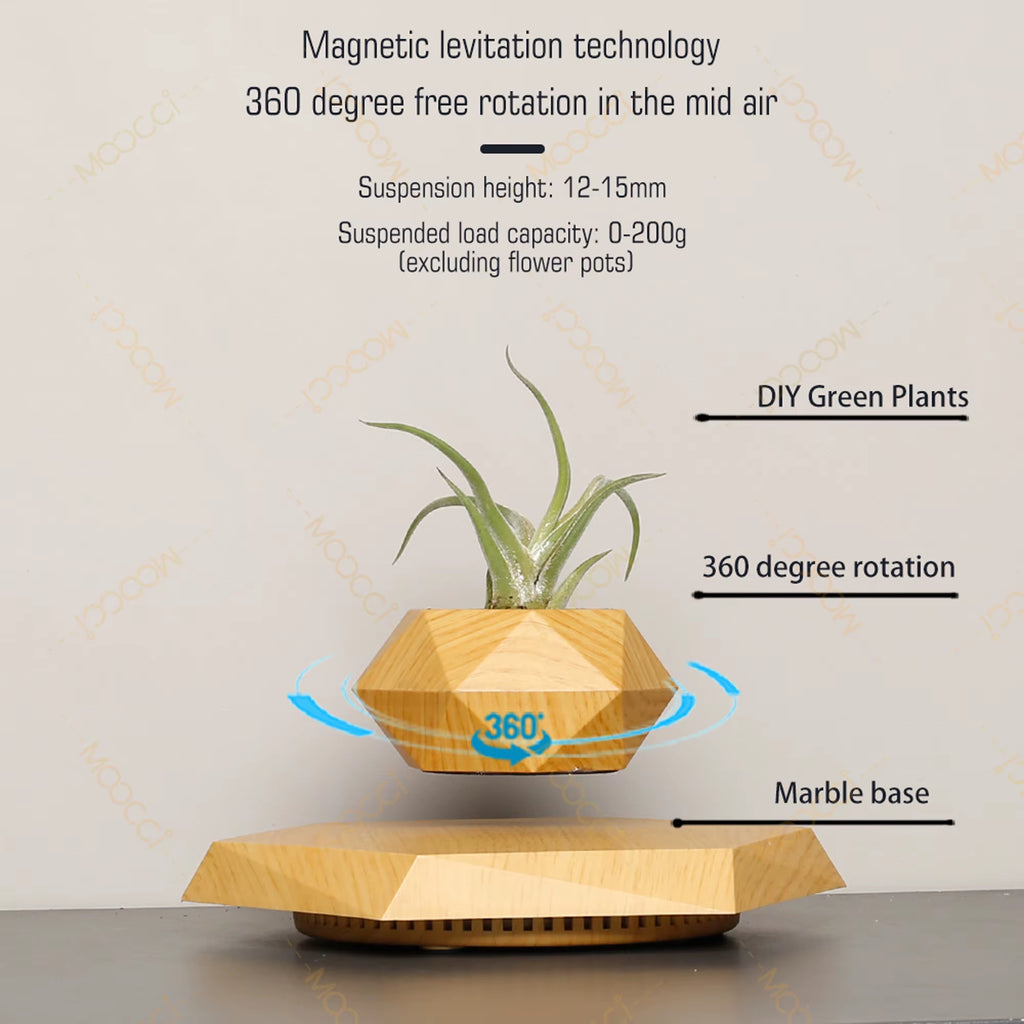 Modern Simple Indoor Decor Rotation Magnetic Levitation Floating Flower Pot Best Gift Lovers Wedding Anniversary Smart Planters
